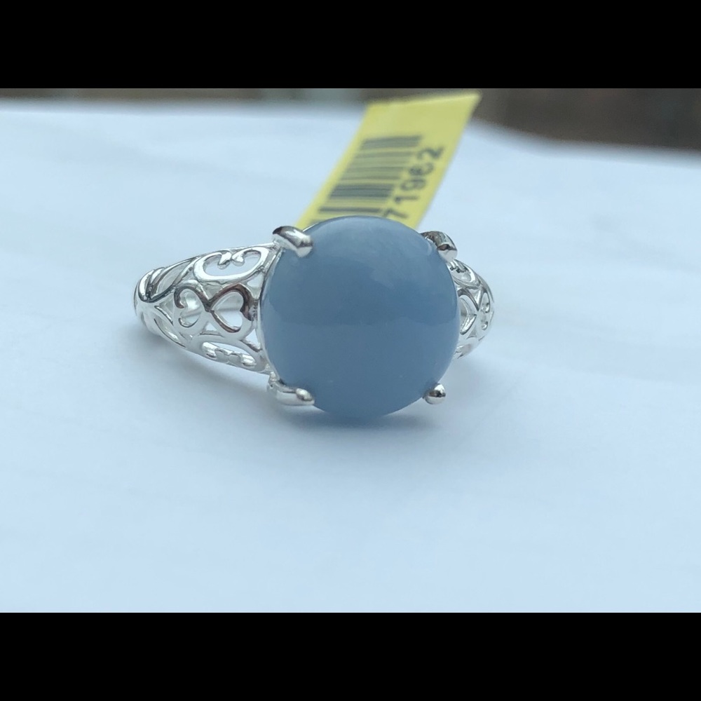 Genuine Angelite Solitaire Ring - Picture 1 of 3